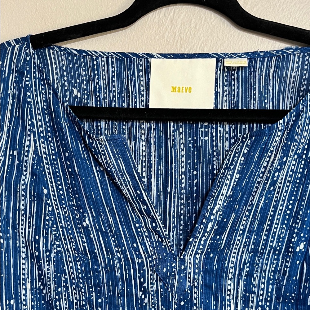 🌺Anthropology Mauve Blue and White Striped Peplum Blouse - Picture 2 of 6